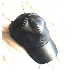 Black Faux leather cap